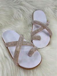 Papete Birken Feminina Flat Strass Brilho Confortável