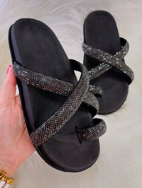 Papete Birken Feminina Flat Strass Brilho Confortável