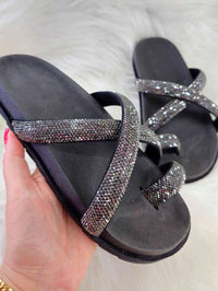 Papete Birken Feminina Flat Strass Brilho Confortável