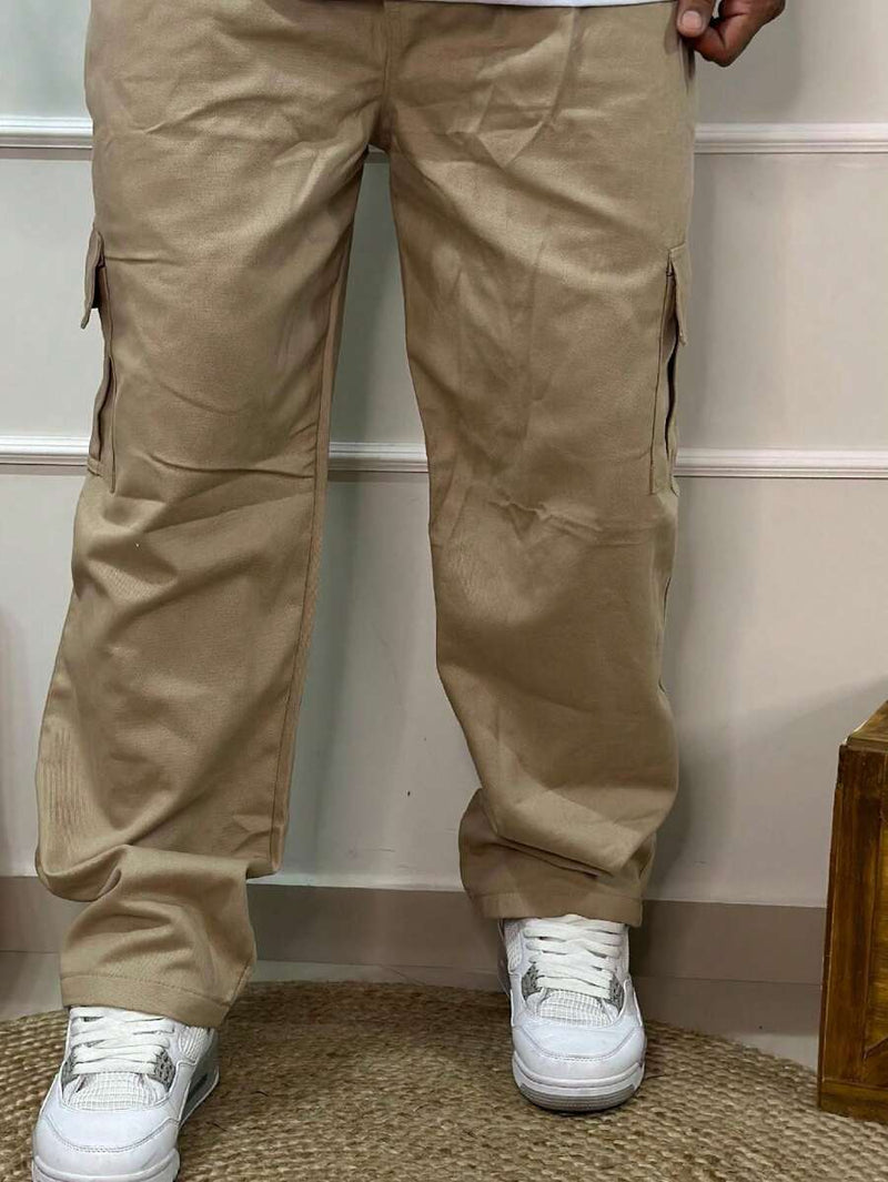 Calça Masculina Cargo Denim Escura Cos Elástico Cordão Skatista Militar Trilha