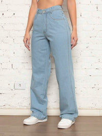 Calça Jeans Feminina Pantalona Wide Leg 100% Jeans Boca Larga Gaven Tecido Grosso Premium Boca de Sino