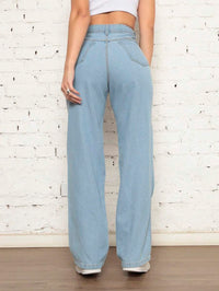 Calça Jeans Feminina Pantalona Wide Leg 100% Jeans Boca Larga Gaven Tecido Grosso Premium Boca de Sino