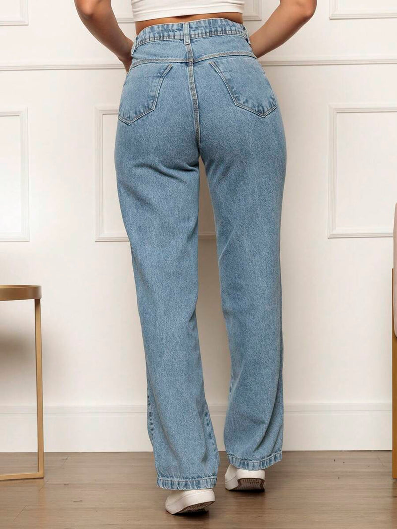 Calça Jeans Feminina Pantalona Wide Leg 100% Jeans Boca Larga Gaven Tecido Grosso Premium Boca de Sino