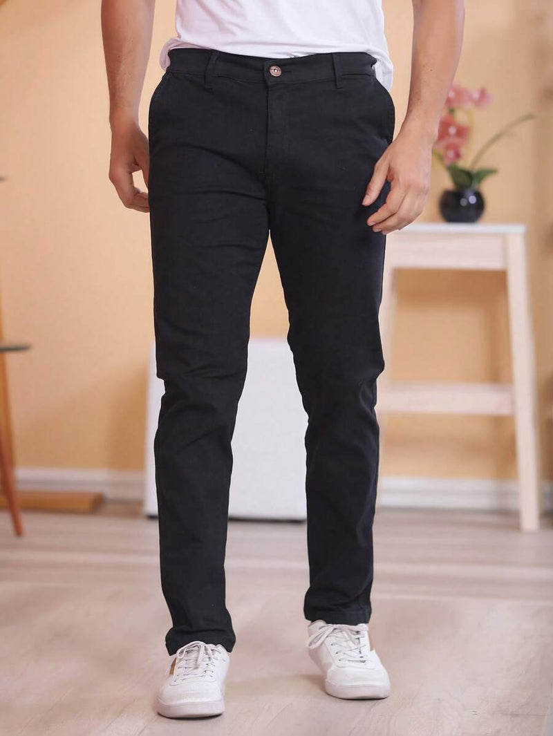 Calça Sarja Bolso Embutido Bolso Faca Sport Fino Social Masculino com Lycra Alta Durabilidade e Conforto
