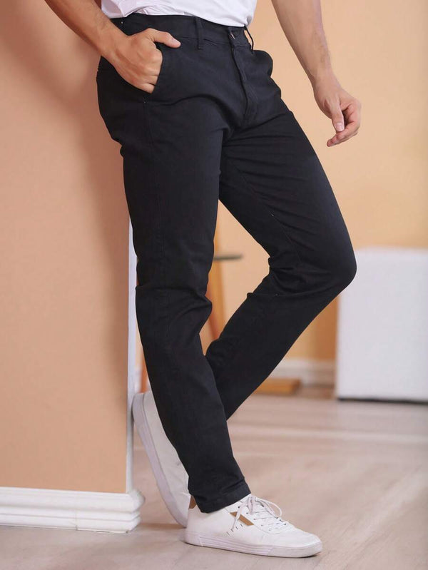 Calça Sarja Bolso Embutido Bolso Faca Sport Fino Social Masculino com Lycra Alta Durabilidade e Conforto