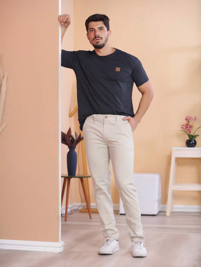 Calça Sarja Bolso Embutido Bolso Faca Sport Fino Social Masculino com Lycra Alta Durabilidade e Conforto