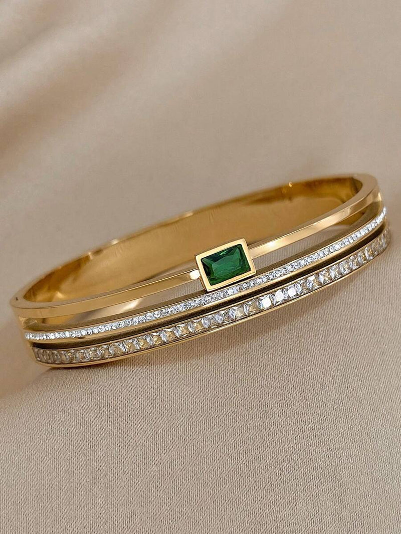 1 Peça Bracelete Dourado Contas para Mulheres e Adolescentes, Pulseira de Aço Inoxidável Elegante com Strass, Joias Presentes para Dia a Dia e Festa dos Namorados