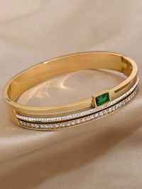 1 Peça Bracelete Dourado Contas para Mulheres e Adolescentes, Pulseira de Aço Inoxidável Elegante com Strass, Joias Presentes para Dia a Dia e Festa dos Namorados