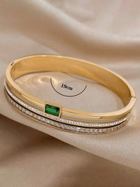 1 Peça Bracelete Dourado Contas para Mulheres e Adolescentes, Pulseira de Aço Inoxidável Elegante com Strass, Joias Presentes para Dia a Dia e Festa dos Namorados