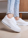 Tênis Casual Feminino Branco Preto Nobuck Confortável Sintético Plataforma Feet Lover Shoes