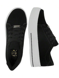 Tênis Casual Feminino Branco Preto Nobuck Confortável Sintético Plataforma Feet Lover Shoes