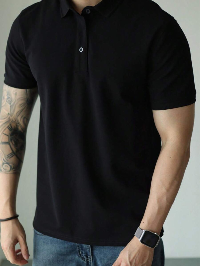 Camisa POLO Básica de Verão com Gola Clássica e Manga Curta Confortável e Respirável