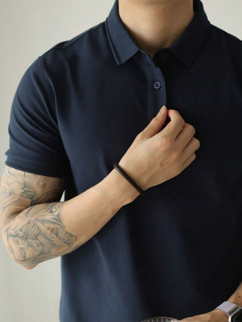 Camisa POLO Básica de Verão com Gola Clássica e Manga Curta Confortável e Respirável