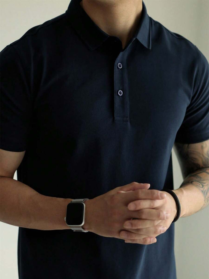 Camisa POLO Básica de Verão com Gola Clássica e Manga Curta Confortável e Respirável