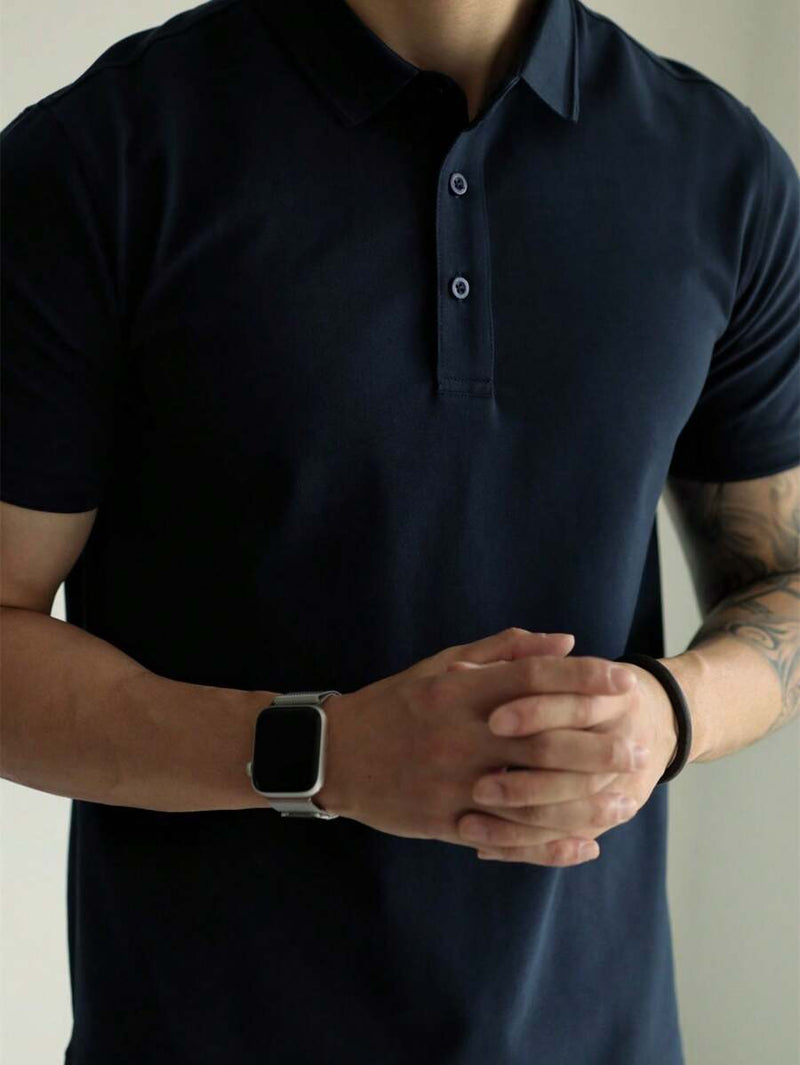 Camisa POLO Básica de Verão com Gola Clássica e Manga Curta Confortável e Respirável
