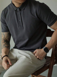 Camisa POLO Básica de Verão com Gola Clássica e Manga Curta Confortável e Respirável