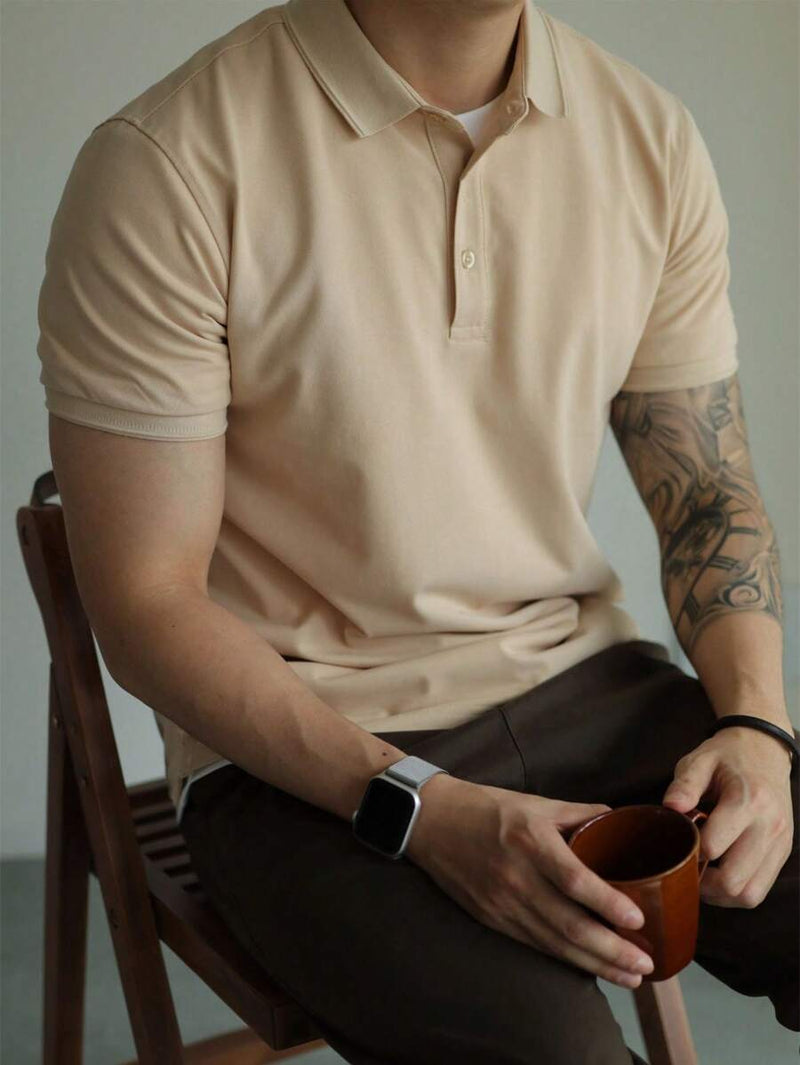 Camisa POLO Básica de Verão com Gola Clássica e Manga Curta Confortável e Respirável