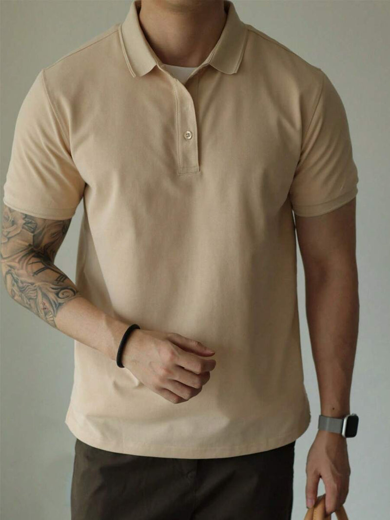 Camisa POLO Básica de Verão com Gola Clássica e Manga Curta Confortável e Respirável
