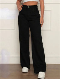 Calça Wide Leg Pantalona Jeans Feminina Cintura Alta Levanta Bumbum