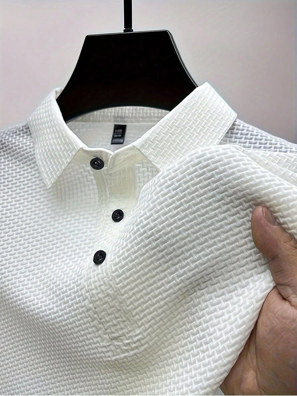 Manfinity Homme Camisa Polo Casual Masculina Sólida e Texturizada para o Verão, para Golfe