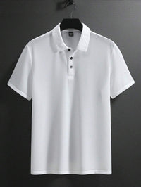 Manfinity Homme Camisa Polo Casual Masculina Sólida e Texturizada para o Verão, para Golfe