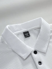 Manfinity Homme Camisa Polo Casual Masculina Sólida e Texturizada para o Verão, para Golfe