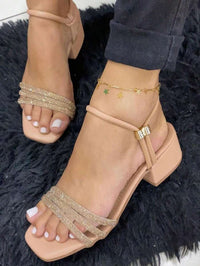 Sandalia Salto Grosso Tira Strass Lançamento Confortável sapatos feminina elegante