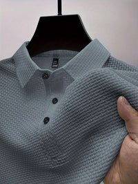 Manfinity Homme Camisa Polo Casual Masculina Sólida e Texturizada para o Verão, para Golfe