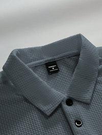 Manfinity Homme Camisa Polo Casual Masculina Sólida e Texturizada para o Verão, para Golfe