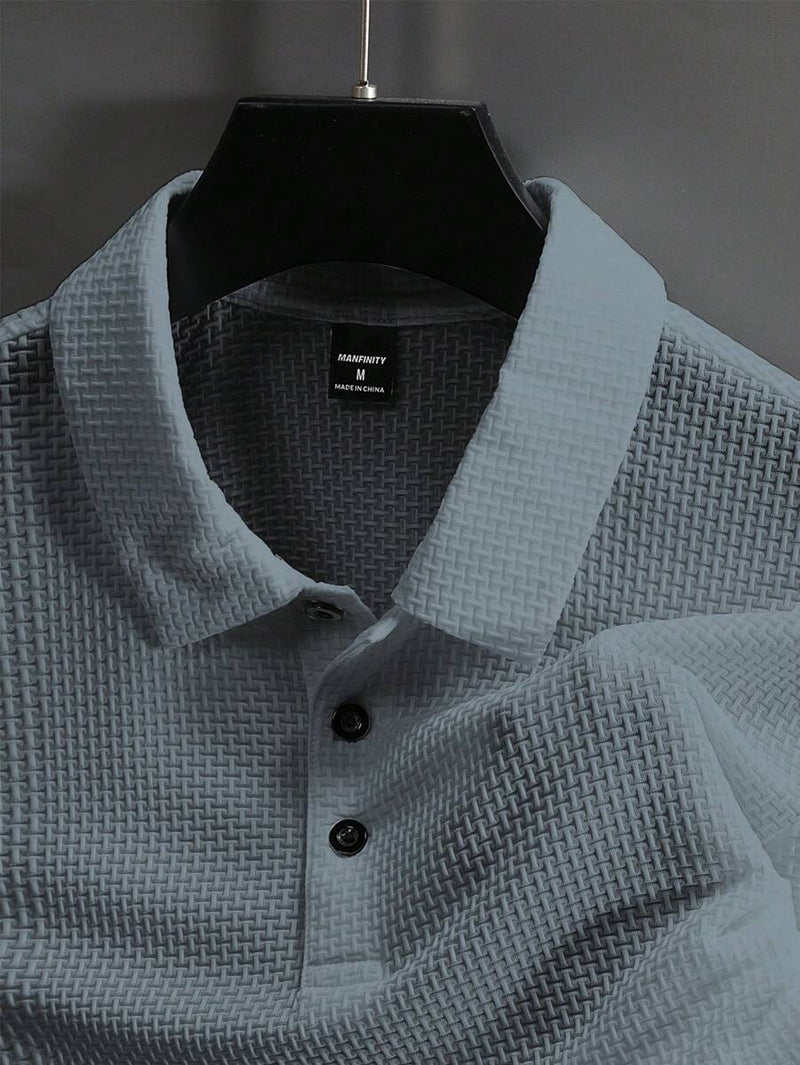 Manfinity Homme Camisa Polo Casual Masculina Sólida e Texturizada para o Verão, para Golfe