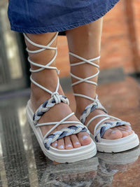 Birken Flat Papate Rasteira Flat Feminina Modelo Luxo Trança Trançadas de Amarrar