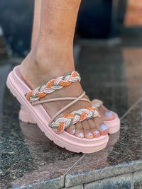 Birken Papate Rasteira Flat Feminina Modelo Luxo Trançadas Trança