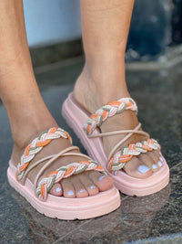 Birken Papate Rasteira Flat Feminina Modelo Luxo Trançadas Trança