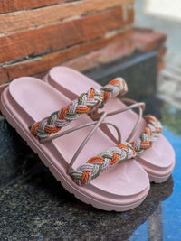 Birken Papate Rasteira Flat Feminina Modelo Luxo Trançadas Trança