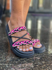 Birken Papate Rasteira Flat Feminina Modelo Luxo Trançadas Trança