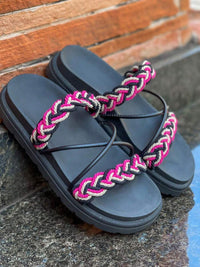 Birken Papate Rasteira Flat Feminina Modelo Luxo Trançadas Trança