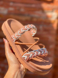 Birken Papate Rasteira Flat Feminina Modelo Luxo Trançadas Trança