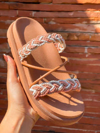 Birken Papate Rasteira Flat Feminina Modelo Luxo Trançadas Trança