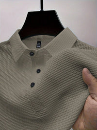 Manfinity Homme Camisa Polo Casual Masculina Sólida e Texturizada para o Verão, para Golfe