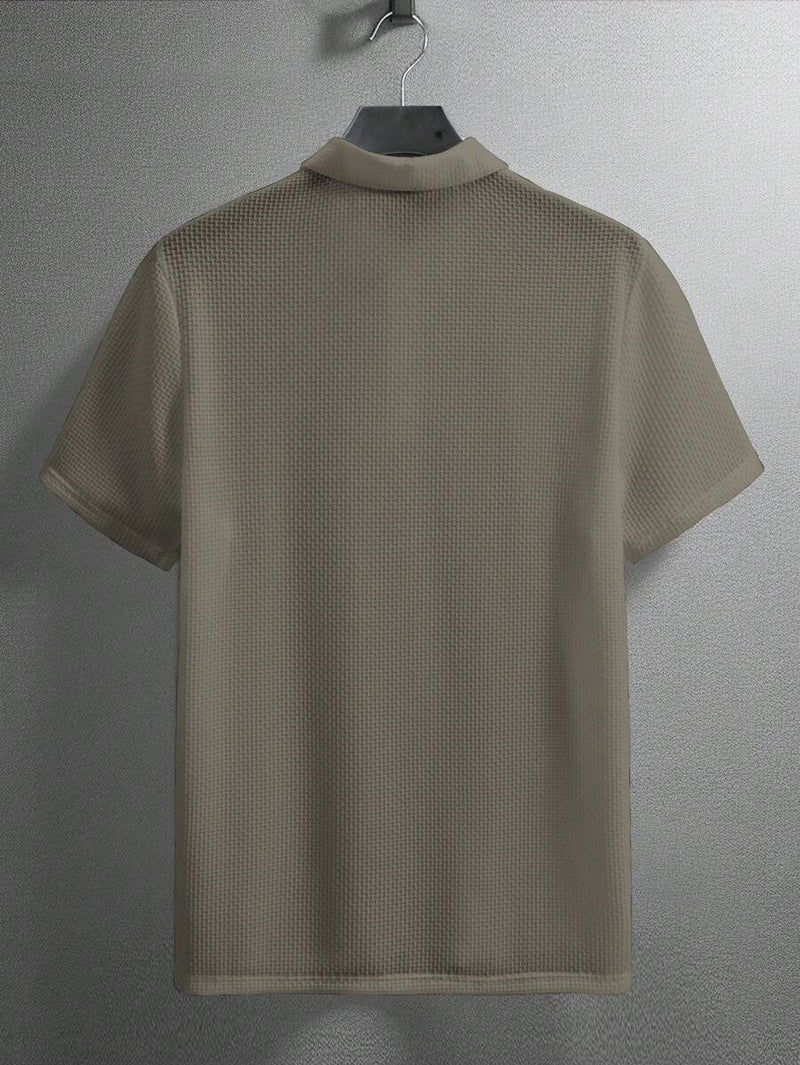 Manfinity Homme Camisa Polo Casual Masculina Sólida e Texturizada para o Verão, para Golfe
