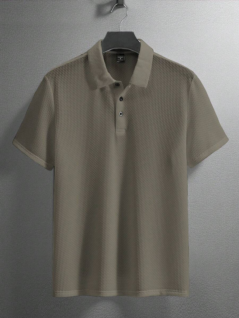 Manfinity Homme Camisa Polo Casual Masculina Sólida e Texturizada para o Verão, para Golfe