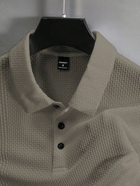 Manfinity Homme Camisa Polo Casual Masculina Sólida e Texturizada para o Verão, para Golfe