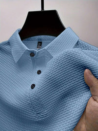 Manfinity Homme Camisa Polo Casual Masculina Sólida e Texturizada para o Verão, para Golfe