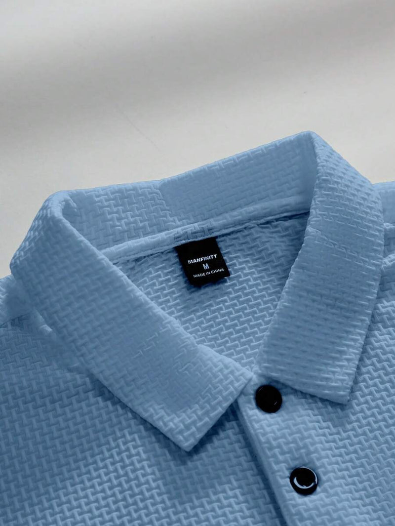 Manfinity Homme Camisa Polo Casual Masculina Sólida e Texturizada para o Verão, para Golfe