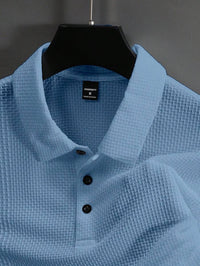 Manfinity Homme Camisa Polo Casual Masculina Sólida e Texturizada para o Verão, para Golfe