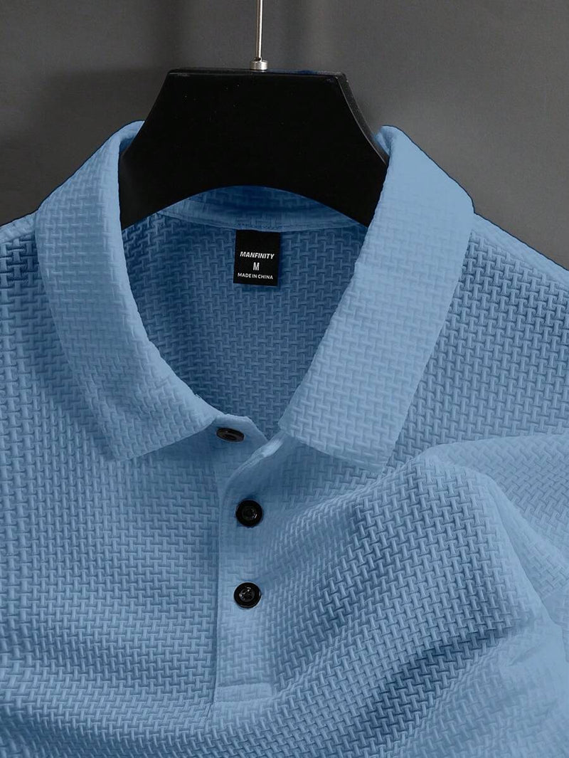 Manfinity Homme Camisa Polo Casual Masculina Sólida e Texturizada para o Verão, para Golfe