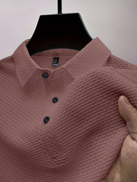 Manfinity Homme Camisa Polo Casual Masculina Sólida e Texturizada para o Verão, para Golfe