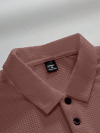 Manfinity Homme Camisa Polo Casual Masculina Sólida e Texturizada para o Verão, para Golfe