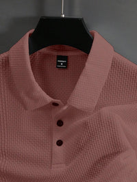 Manfinity Homme Camisa Polo Casual Masculina Sólida e Texturizada para o Verão, para Golfe