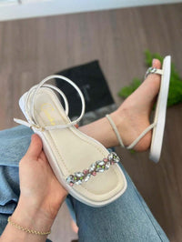 Papete feminina com pedraria e traseira strass brilhante - Tunika 1027